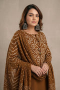 Women's Brown Bandhani printed kurta set