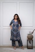 Pathani Blue cotton kurta set