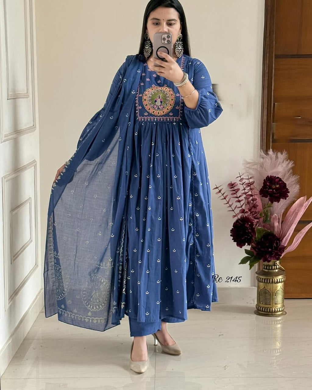 Royal Peacock Blue Anarkali Set