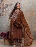 Women's Brown Bandhani printed kurta set